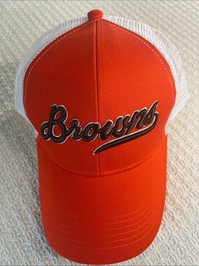 Idegy- Orange & White 'Browns' Script Trucker Hat with Sherwin-Williams promo